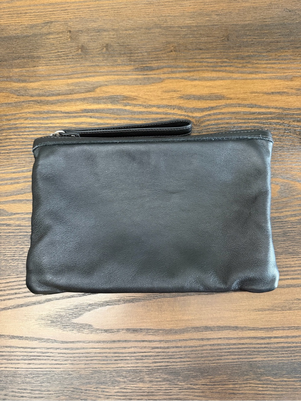 Rough & Tumble Alex Large Black Leather Wristlet Clutch